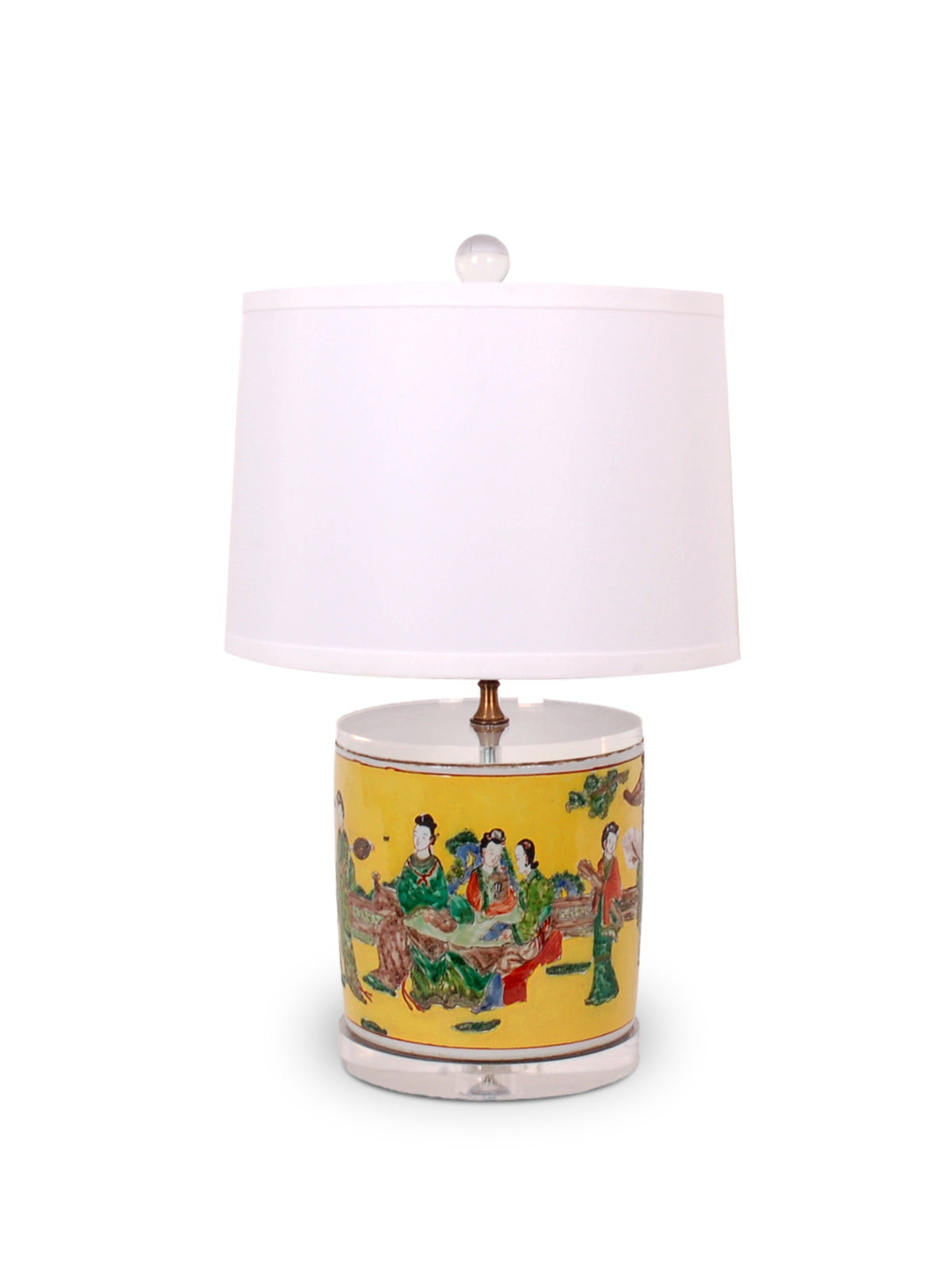 25″ Yellow Cachepot Lamp on Acrylic Base