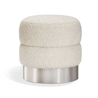 Charlize Stool - Faux Shearling/ Nickel