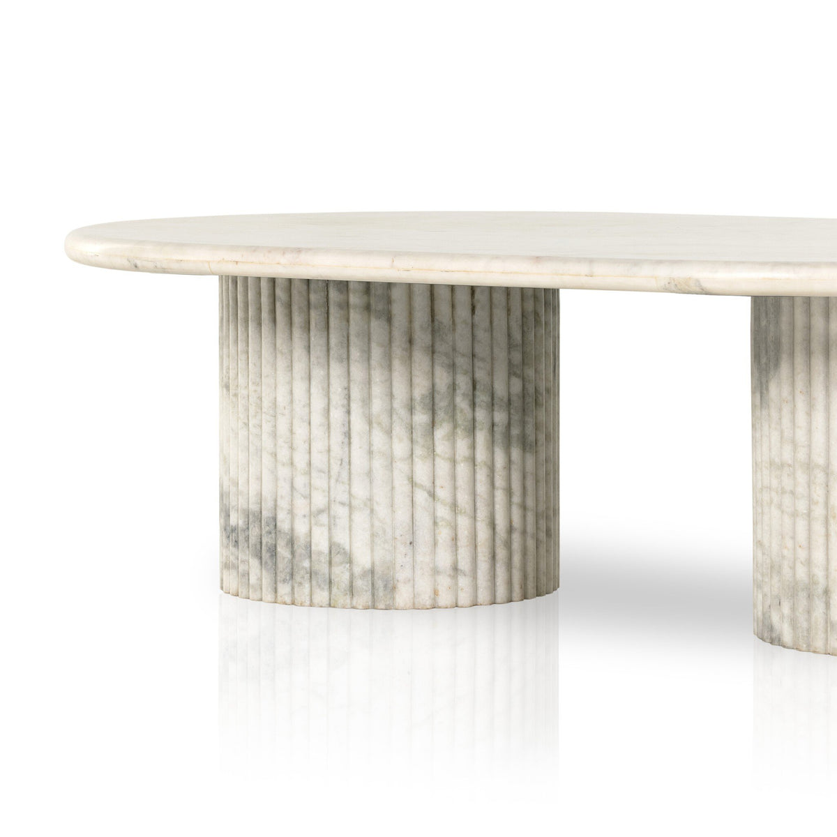 Polished White Marble Oval Coffee Table