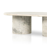 Polished White Marble Oval Coffee Table