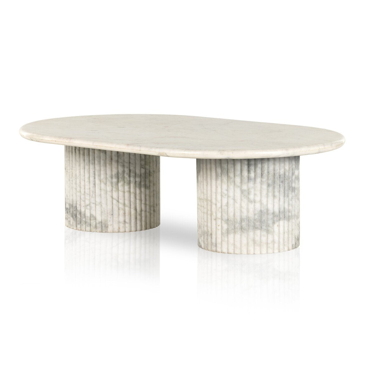 Polished White Marble Oval Coffee Table
