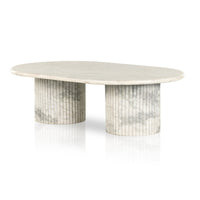 Polished White Marble Oval Coffee Table