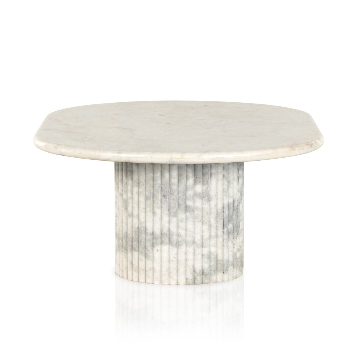 Polished White Marble Oval Coffee Table