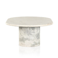 Polished White Marble Oval Coffee Table