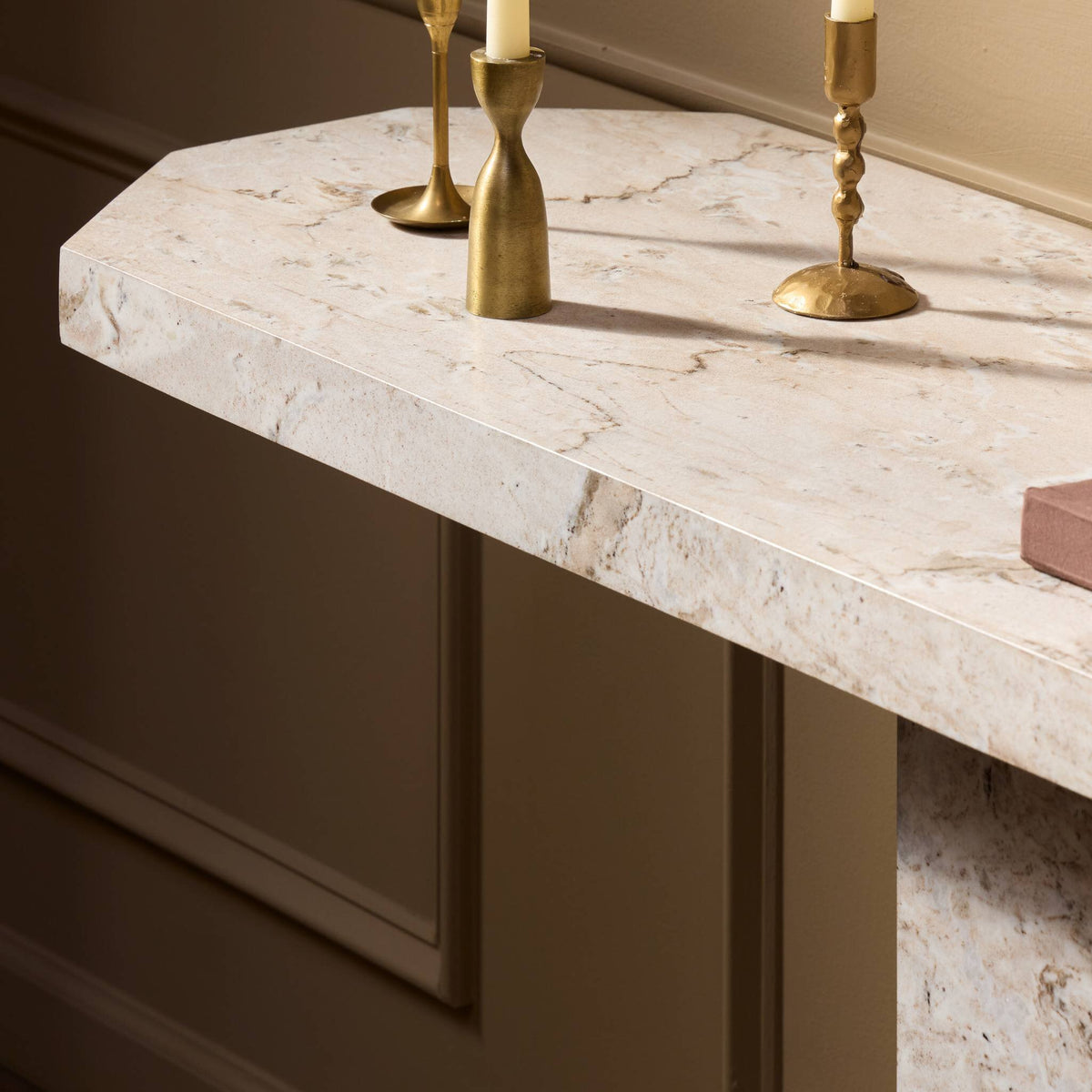 Pedestal-Style Marble Console Table