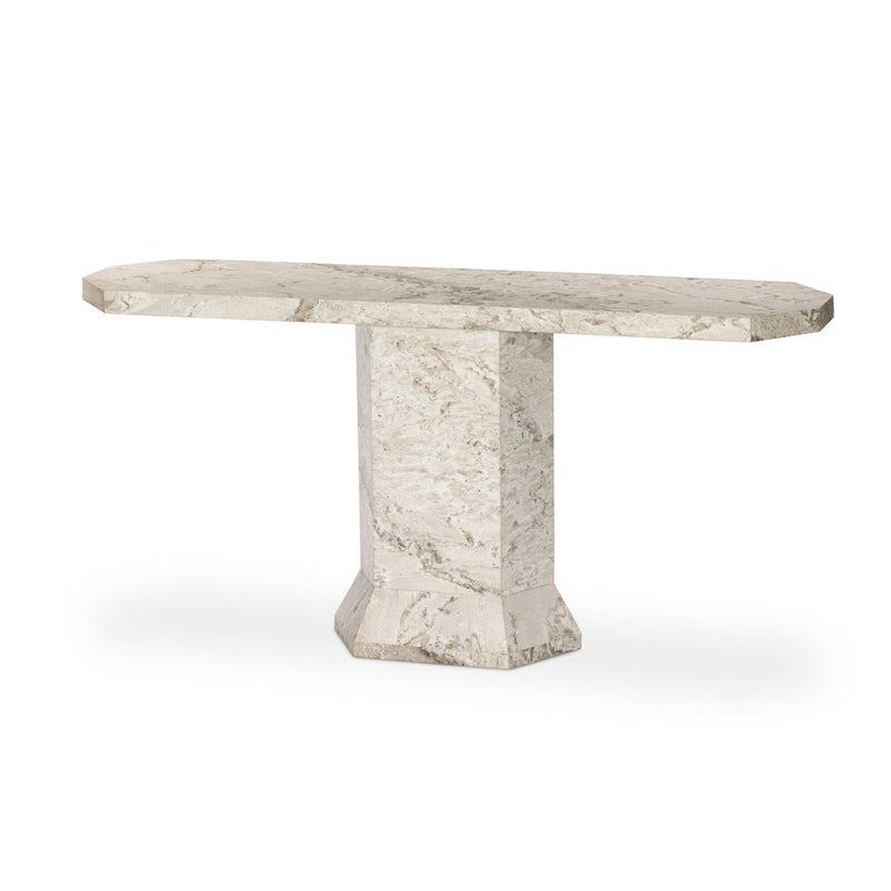 Pedestal-Style Marble Console Table