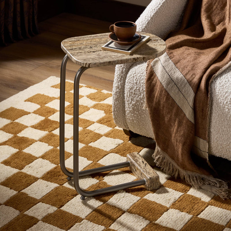 Travertine End C-Table