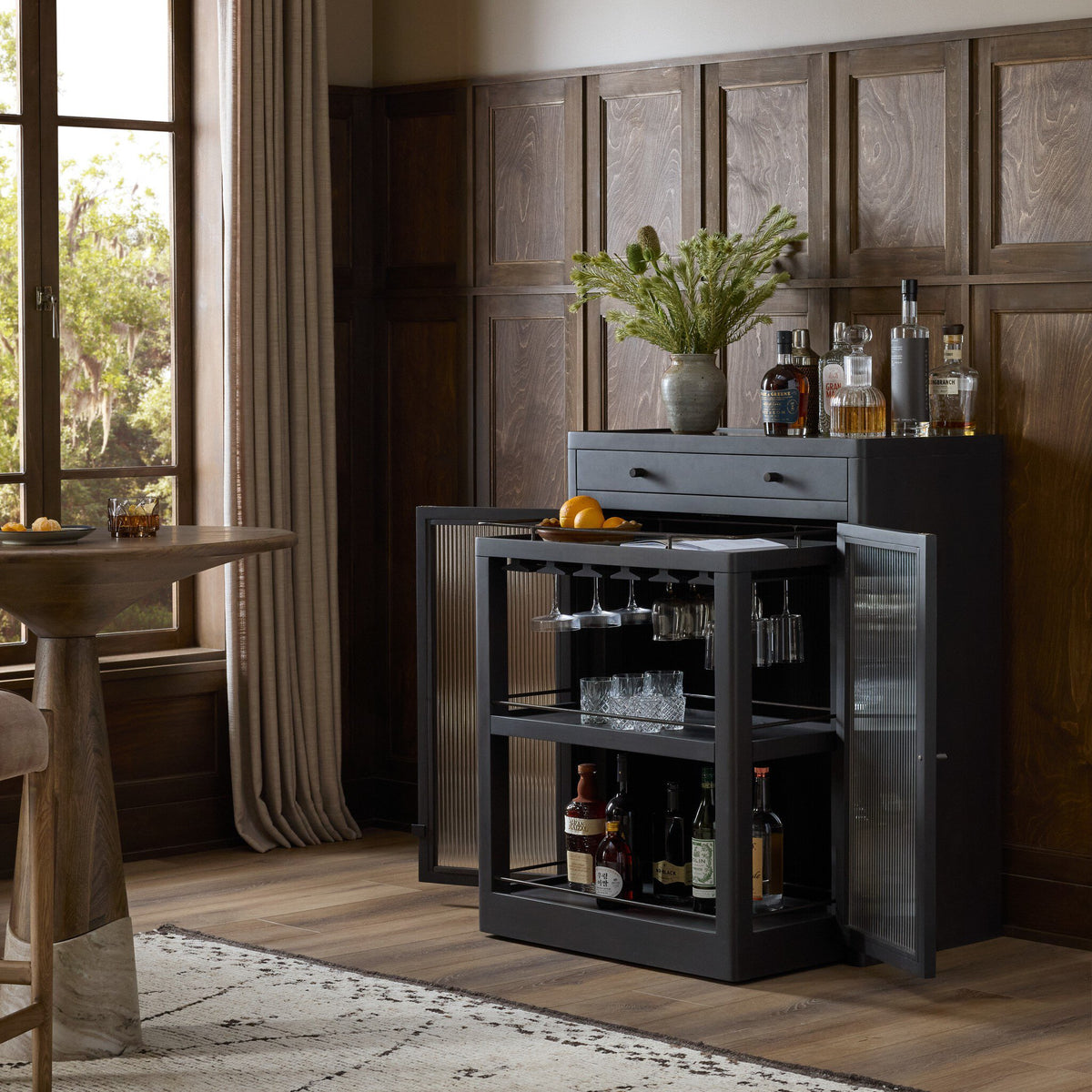 Black Marble Top Bar Cabinet