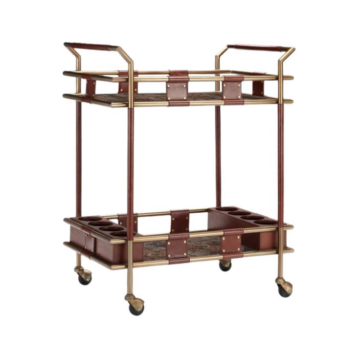 Mappa Burl & Leather Bar Cart
