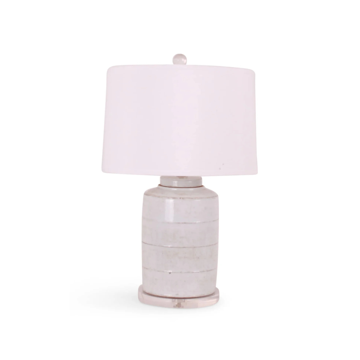 27″ Antique White Jar Lamp on Acrylic Base
