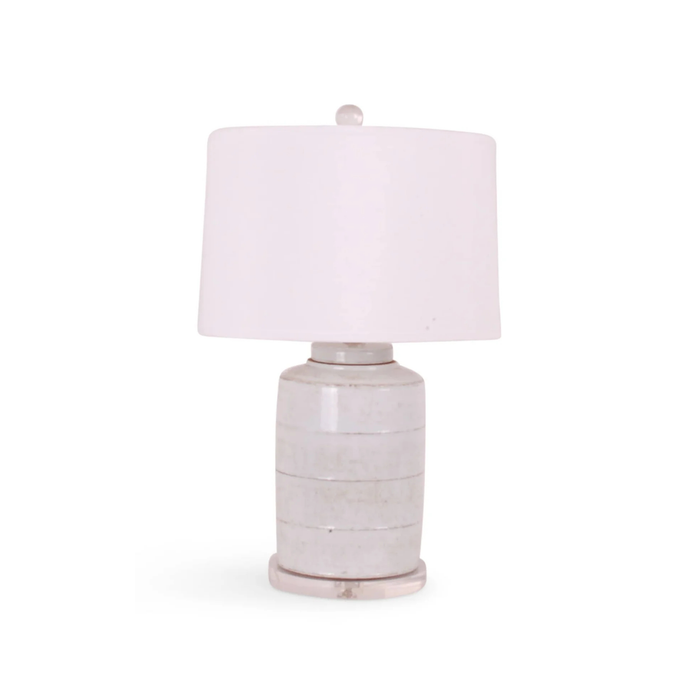 27″ Antique White Jar Lamp on Acrylic Base