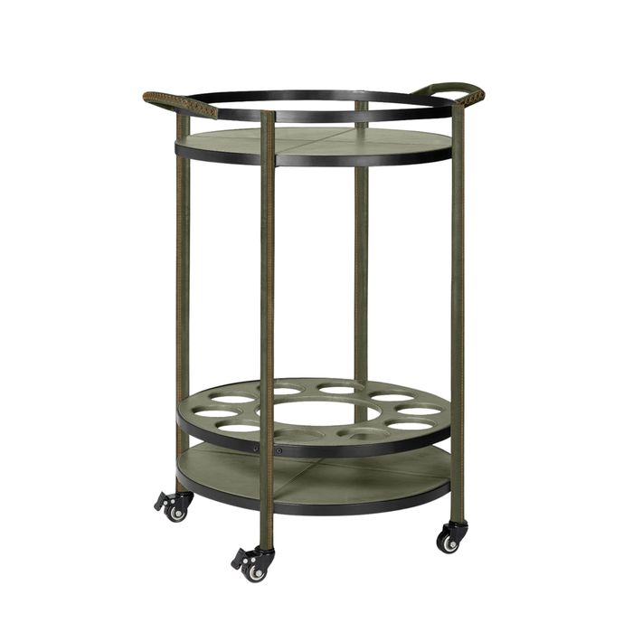 Forest Leather Bar Cart