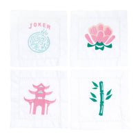 Mahjong Embroidered Cocktail Napkin Set