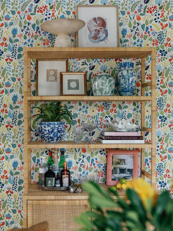 Lola Rattan Bookcase with Hutch
