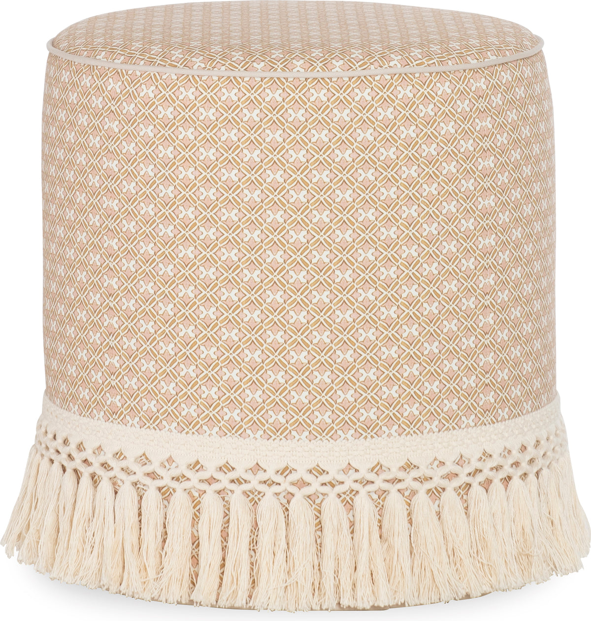 Fringe Upholstered Ottoman
