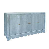 Blue Rattan Scalloped Sideboard