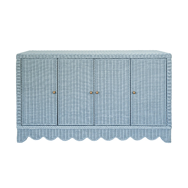 Blue Rattan Scalloped Sideboard