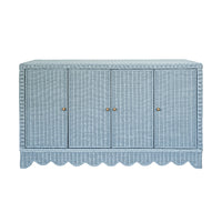 Blue Rattan Scalloped Sideboard