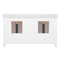White Lacquer & Cane 60" Vanity