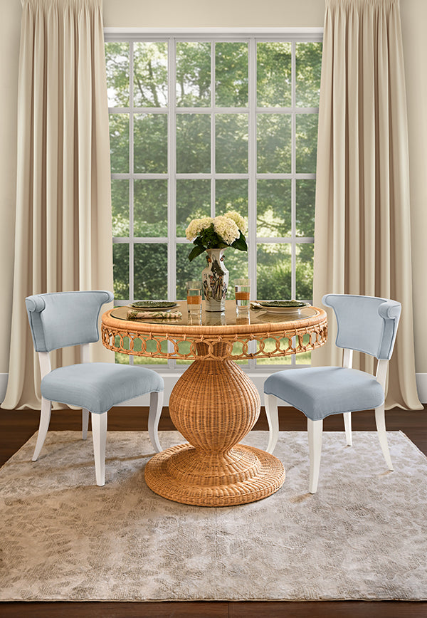 Woven Rattan Pedestal Dining Table