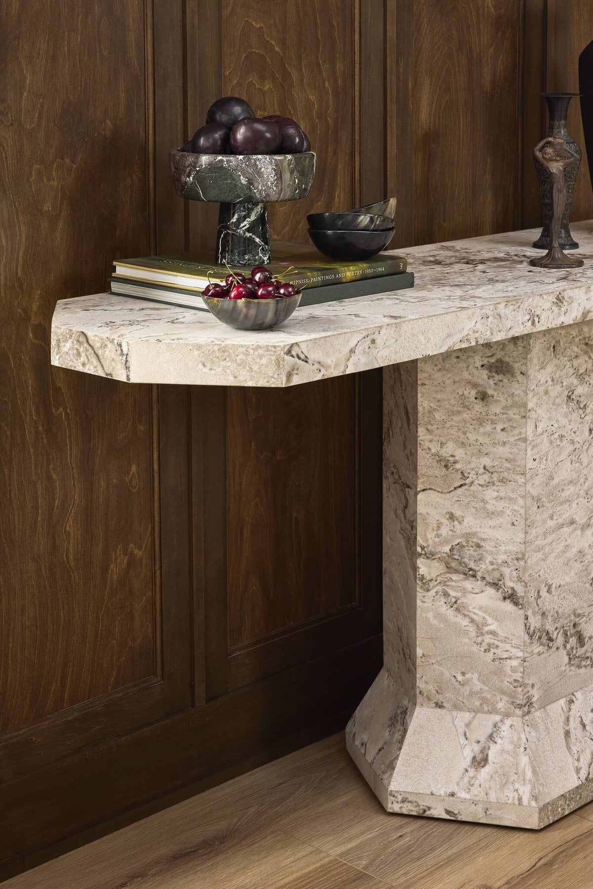 Pedestal-Style Marble Console Table