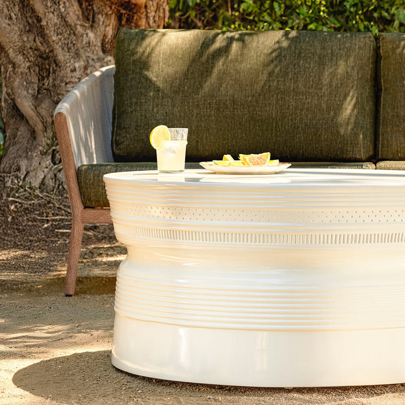 Off-White Outdoor Faux Ceramic Coffee Table