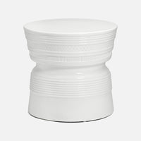 Off-White Outdoor Faux Ceramic Side Table