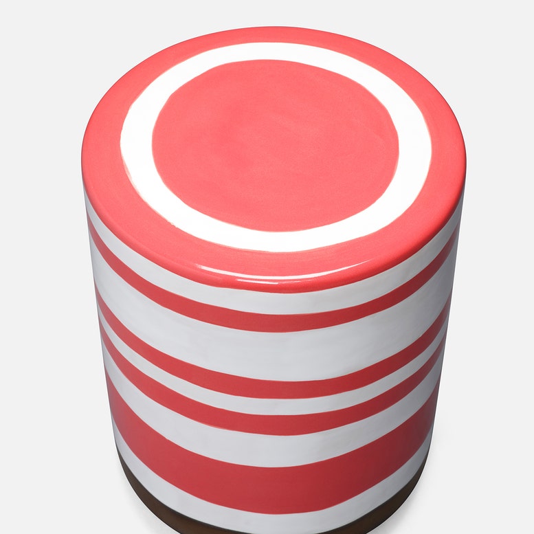 White & Watermelon Outdoor Stool