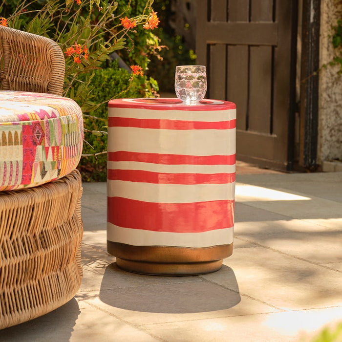 White & Watermelon Outdoor Stool