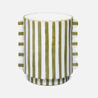 Olive & White Striped Ceramic Outdoor Stool