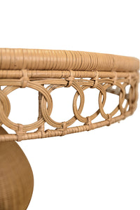 Woven Rattan Pedestal Dining Table