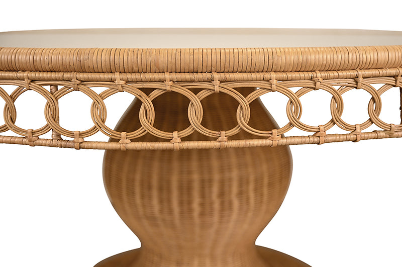 Woven Rattan Pedestal Dining Table