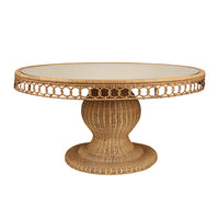 Woven Rattan Pedestal Dining Table