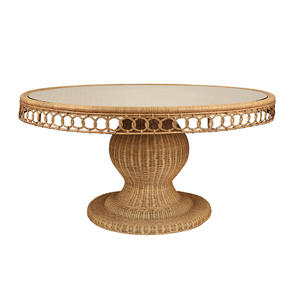 Woven Rattan Pedestal Dining Table