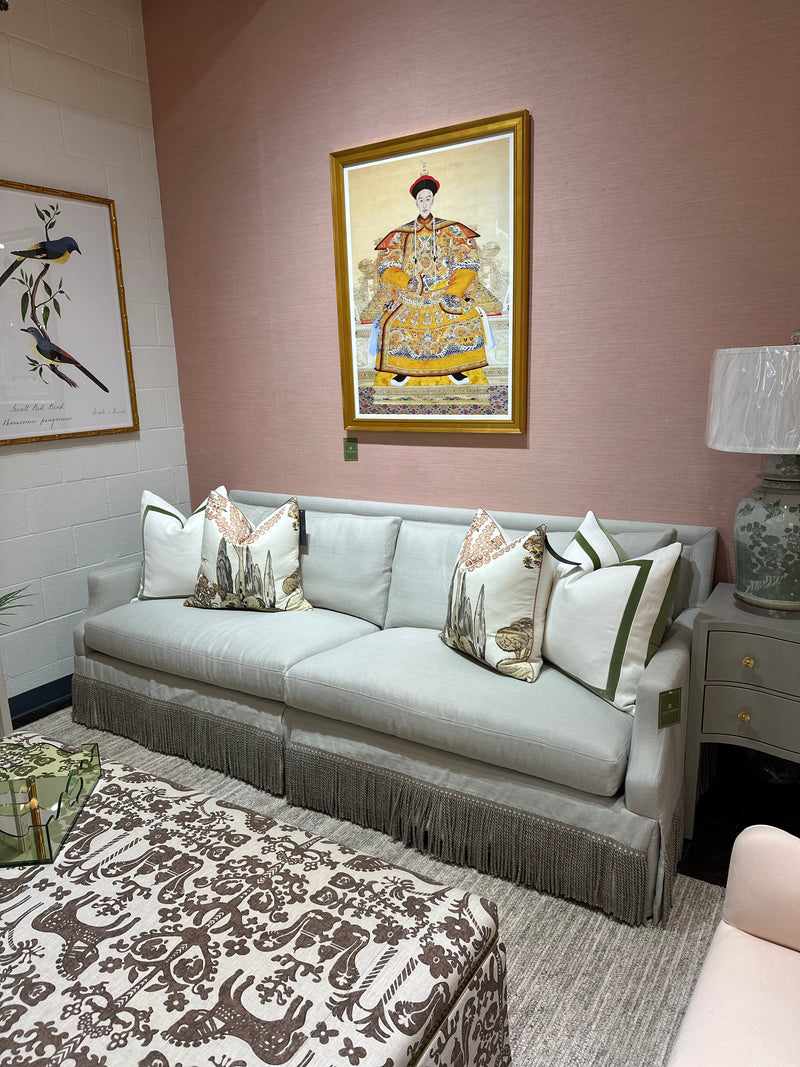 Extra Long Sofa with Royal Gray Bullion Trim