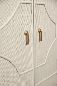 White Rattan Curved Cabinet