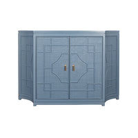 Blue Rattan Curved Cabinet