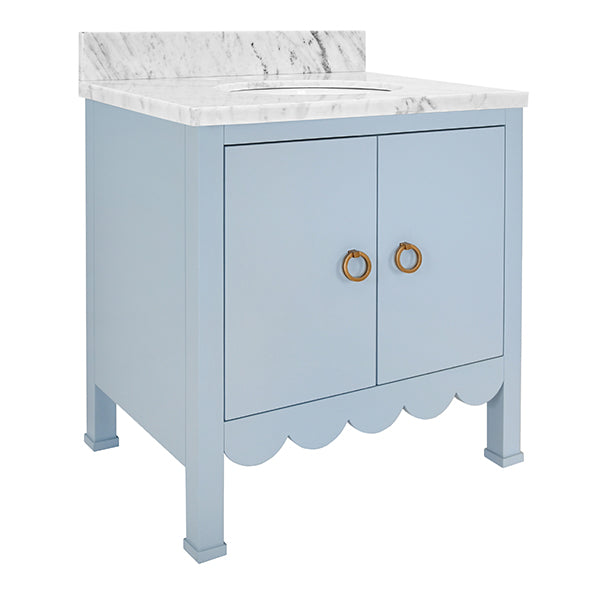 Light Blue Lacquer Scalloped Vanity