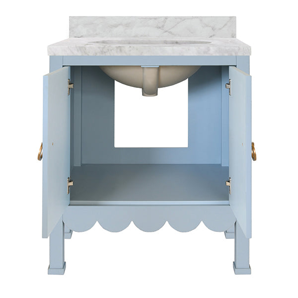 Light Blue Lacquer Scalloped Vanity