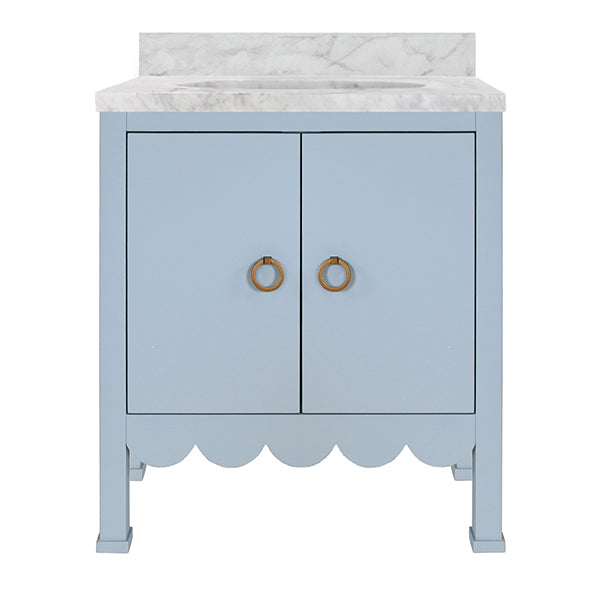 Light Blue Lacquer Scalloped Vanity