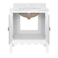 White Lacquer Scalloped Vanity