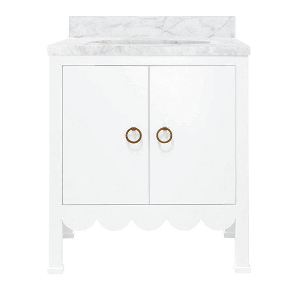 White Lacquer Scalloped Vanity