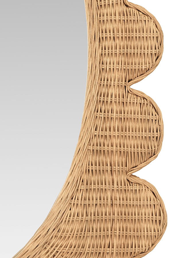 Scalloped Rattan Mirror