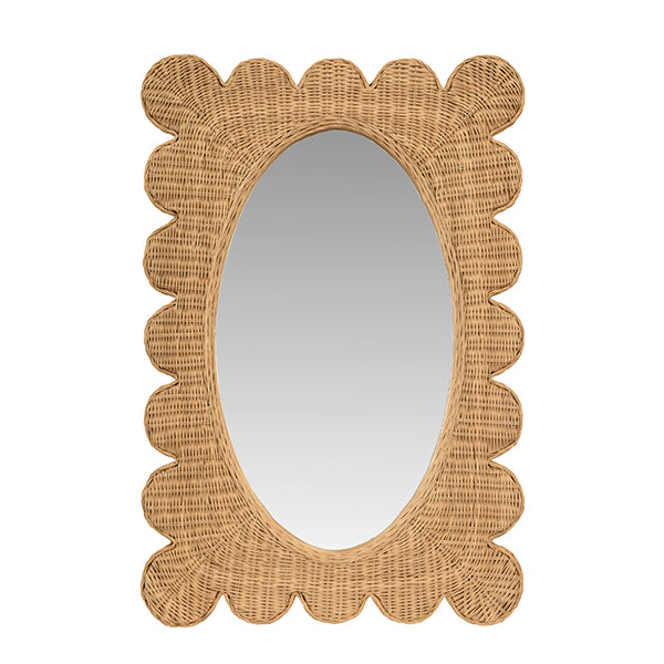 Scalloped Rattan Mirror
