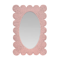 Pink Scalloped Rattan Mirror