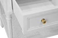 White Lacquer & Grasscloth Vanity