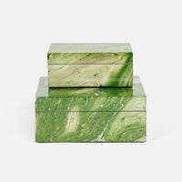Green Swirl Lacquered Resin Box Set