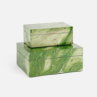 Green Swirl Lacquered Resin Box Set