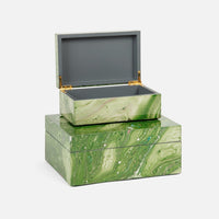 Green Swirl Lacquered Resin Box Set