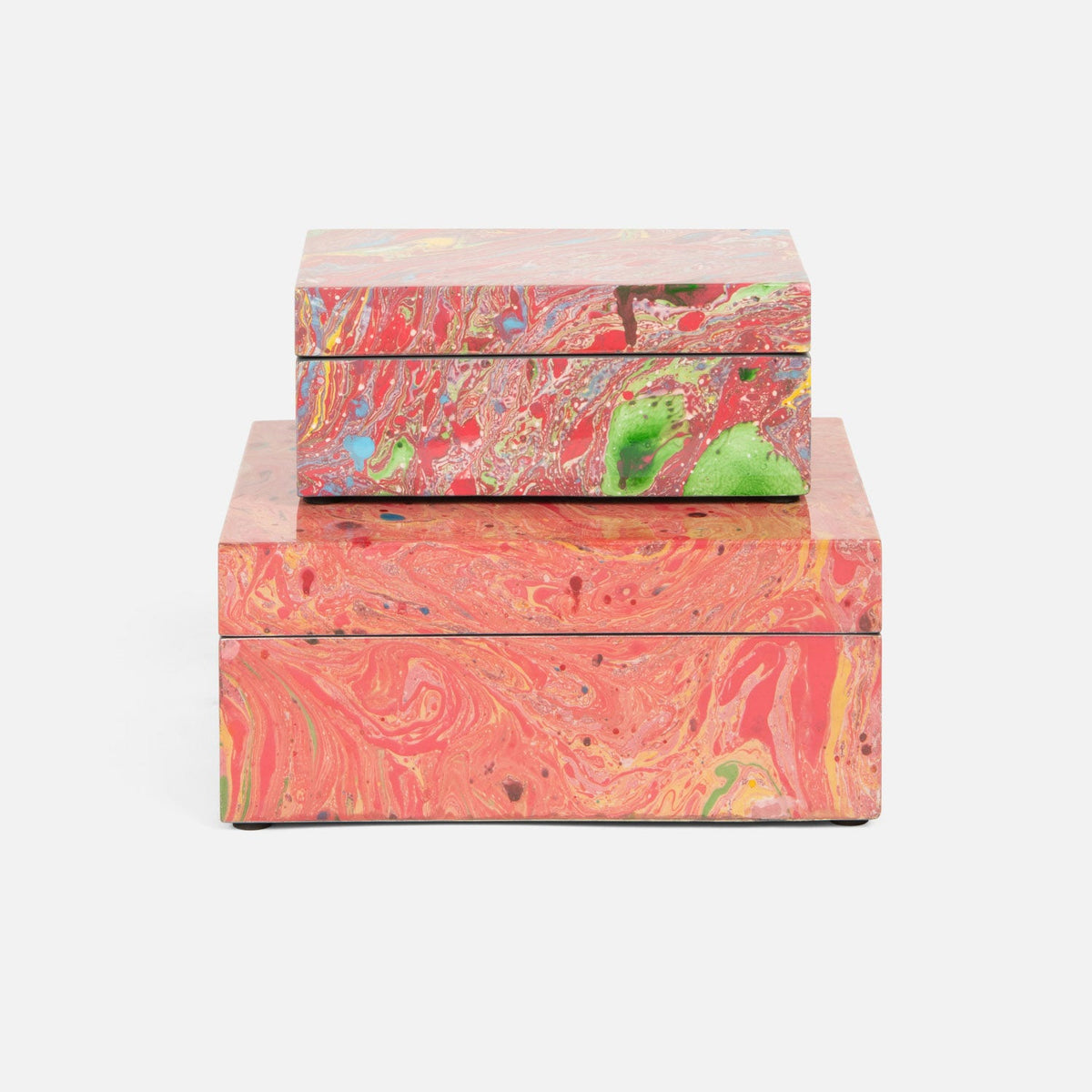 Pink Swirl Lacquered Resin Box Set